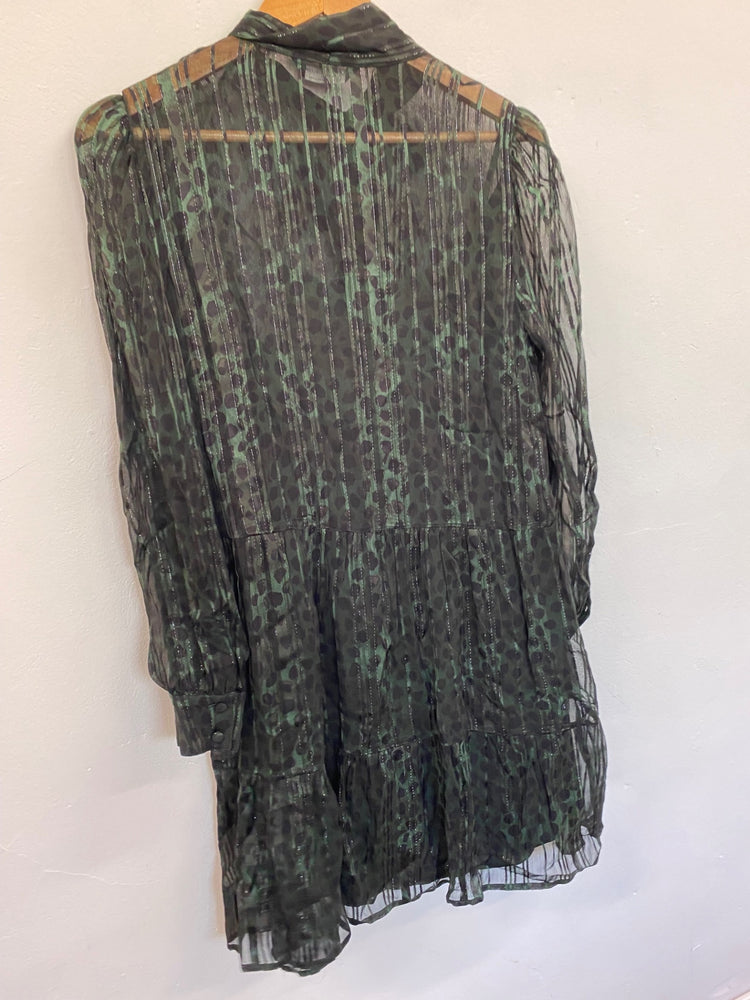 Amazing M&S Collection Dress UK8 Forest Green Metallic overlay HT149