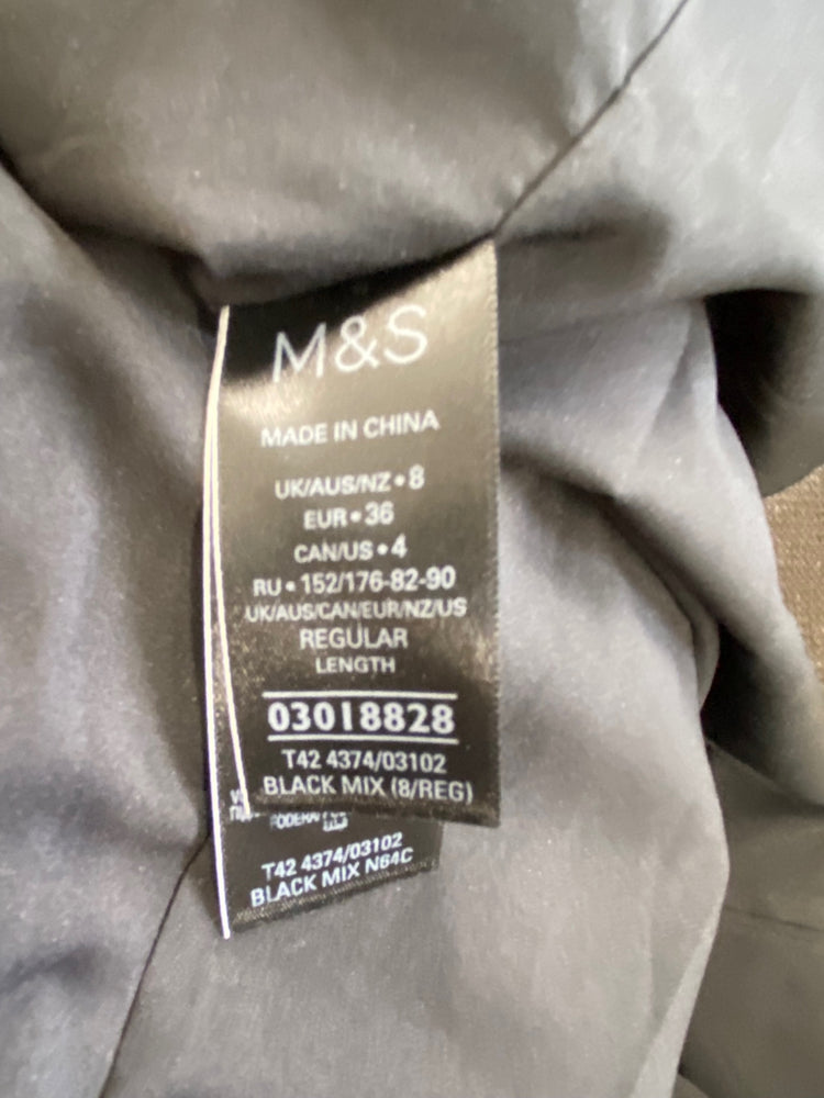 Amazing Marks & Spencers spotted pleated Midi Skirt Uk8 Black & white HT149