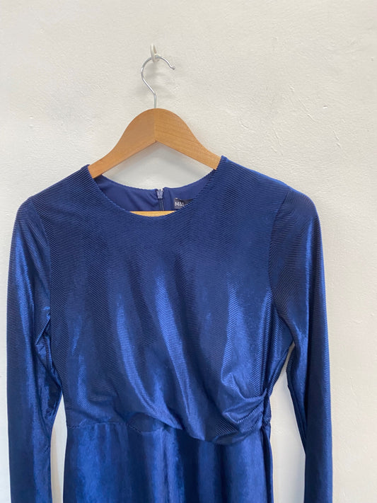 Amazing M&S Dress UK10 royal blue velvet formal HT149