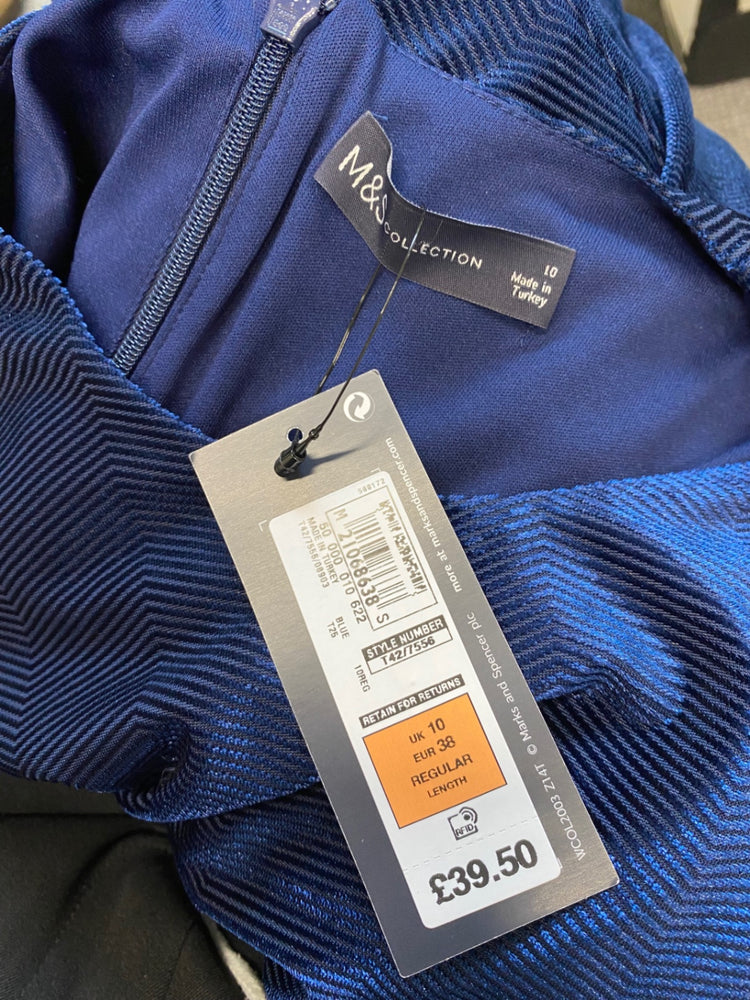 Amazing M&S Dress UK10 royal blue velvet formal HT149