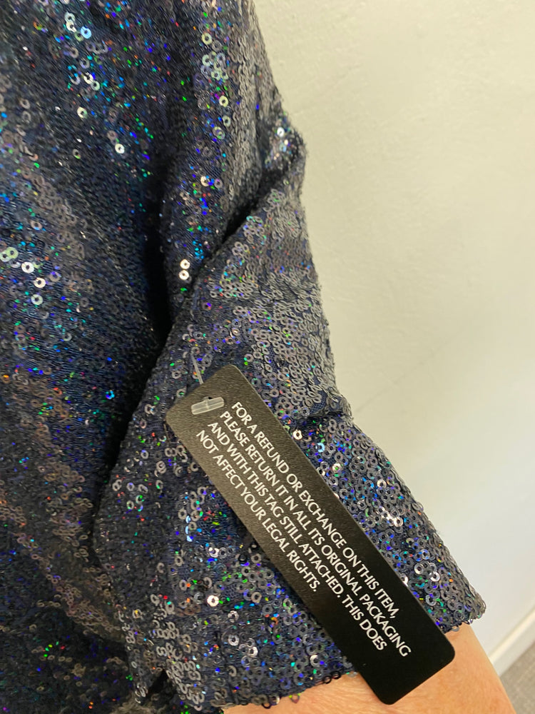Amazing Marks & Spencers sequin Dress UK10 Navy Blue HT129