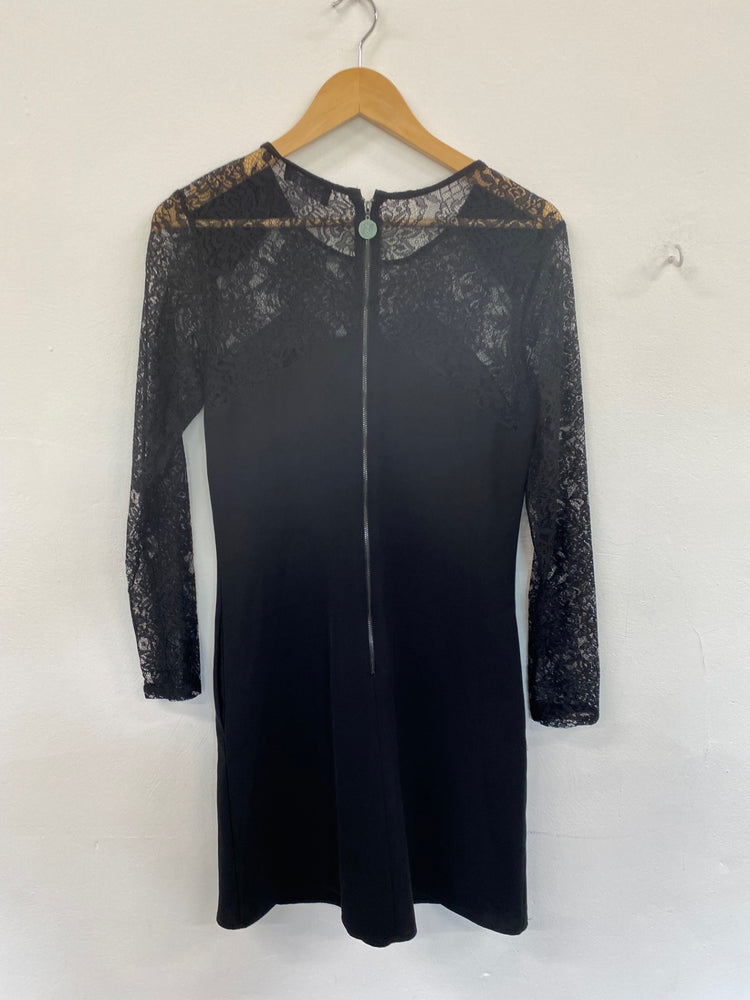 Amazing Ossie Clark London Dress UK8 Black Lace formal events party HT149