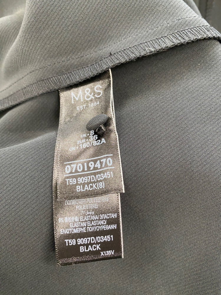 Amazing Marks & Spencers oriental Dress UK8 Black Midi HT149