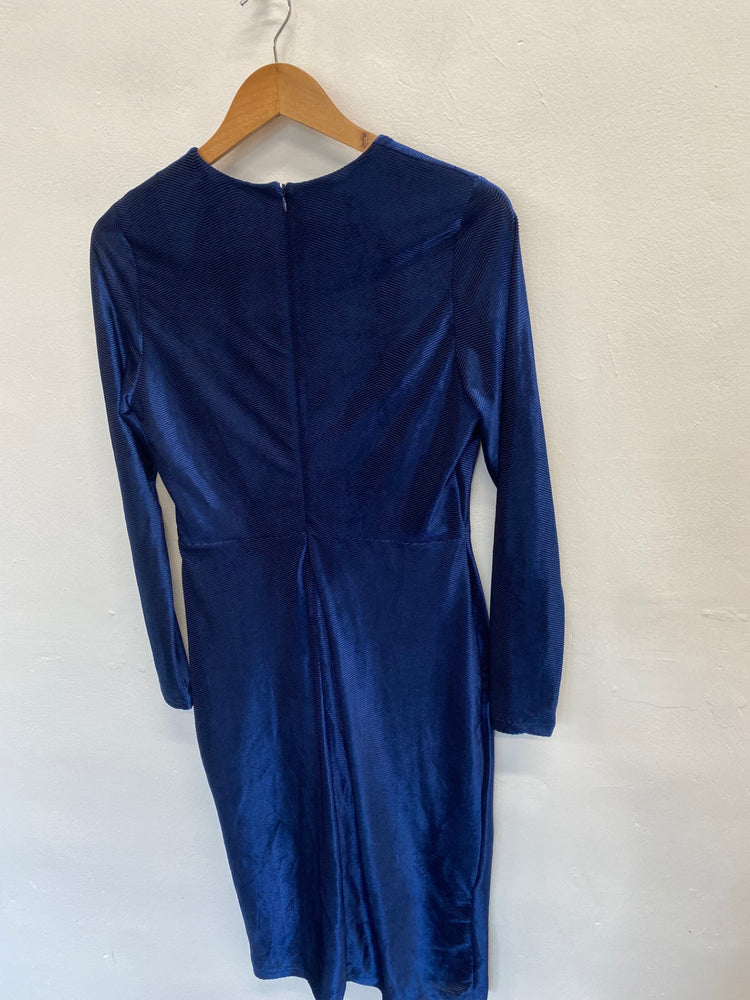 Amazing M&S Dress UK10 royal blue velvet formal HT149