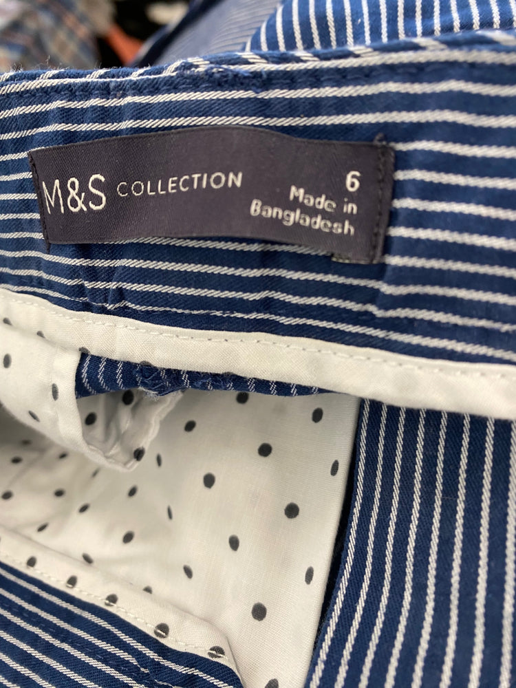 Amazing Marks & Spencers striped Trousers UK6 Long Navy HT149