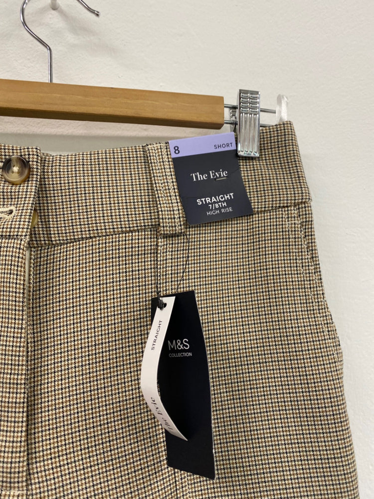 Amazing M&S The Evie Trousers Uk8 Beige Tweed 7/8th rise HT149