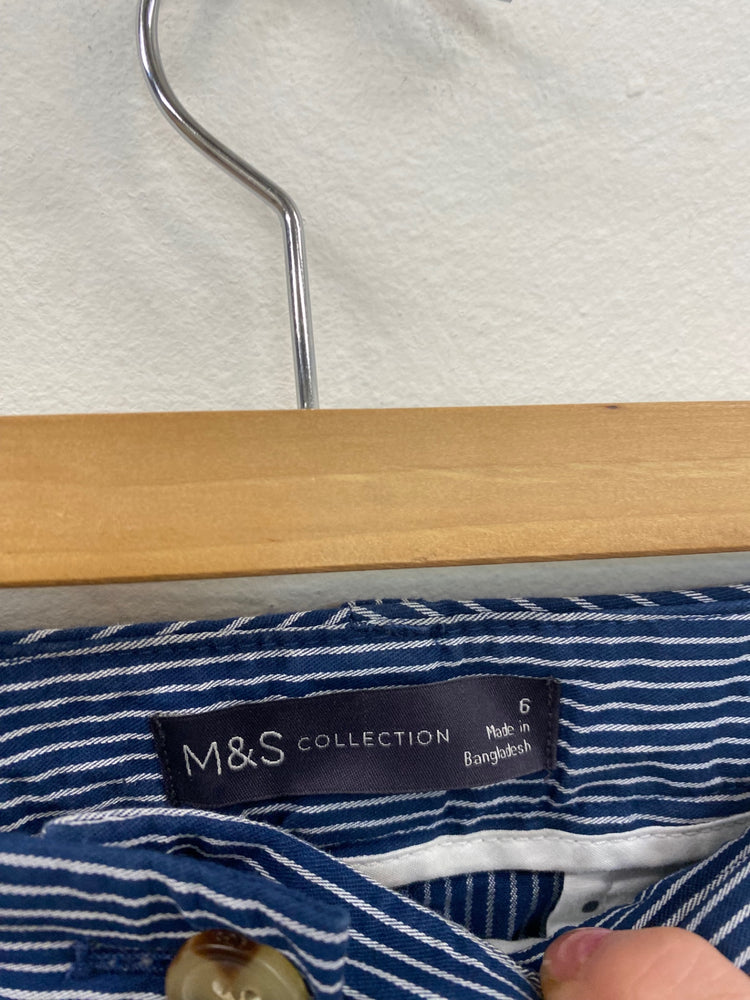 Amazing Marks & Spencers striped Trousers UK6 Long Navy HT149