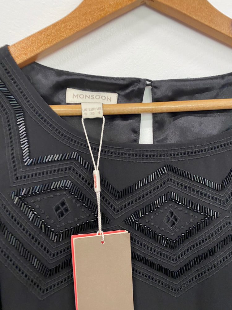 Amazing Monsoon flapper 1920’s evening party occasion dress Uk8 Black New HT149