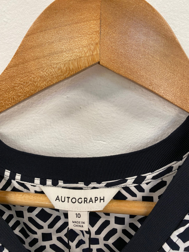 Amazing Autograph abstract Blouse New UK10 Black Monochrome HT149
