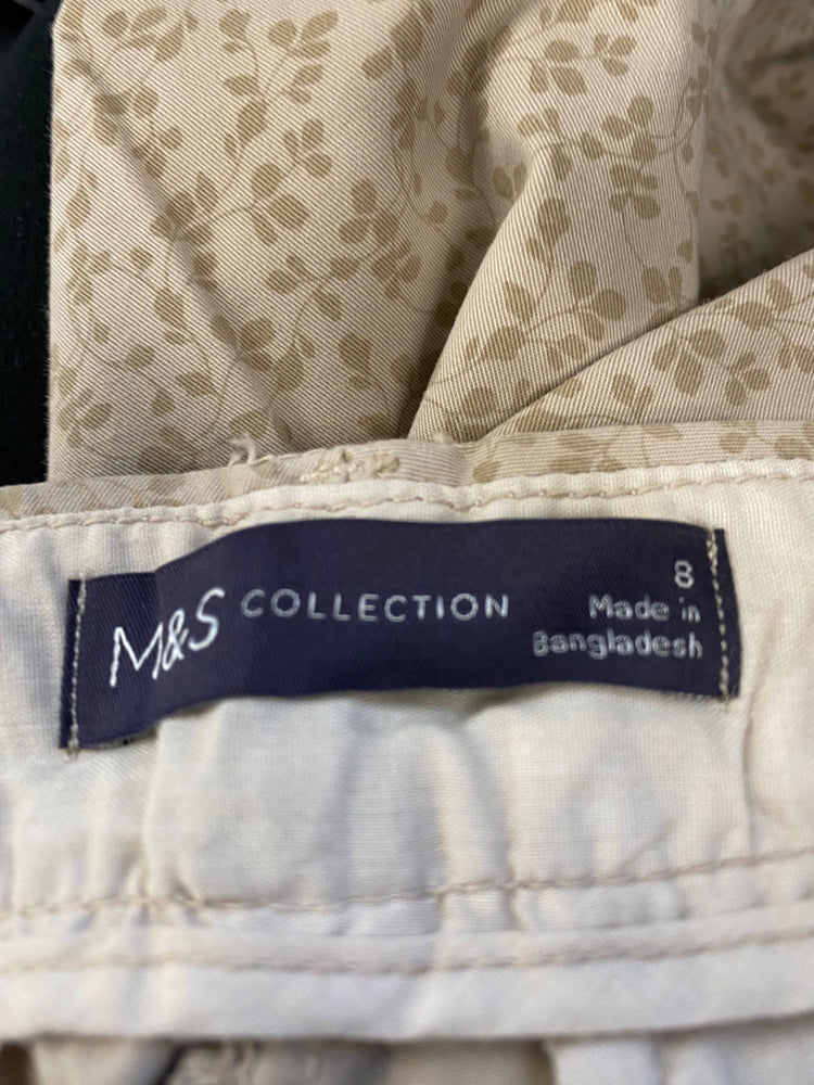 Amazing M&S Collection Cropped trousers UK8 Short Beige floral cropped HT149