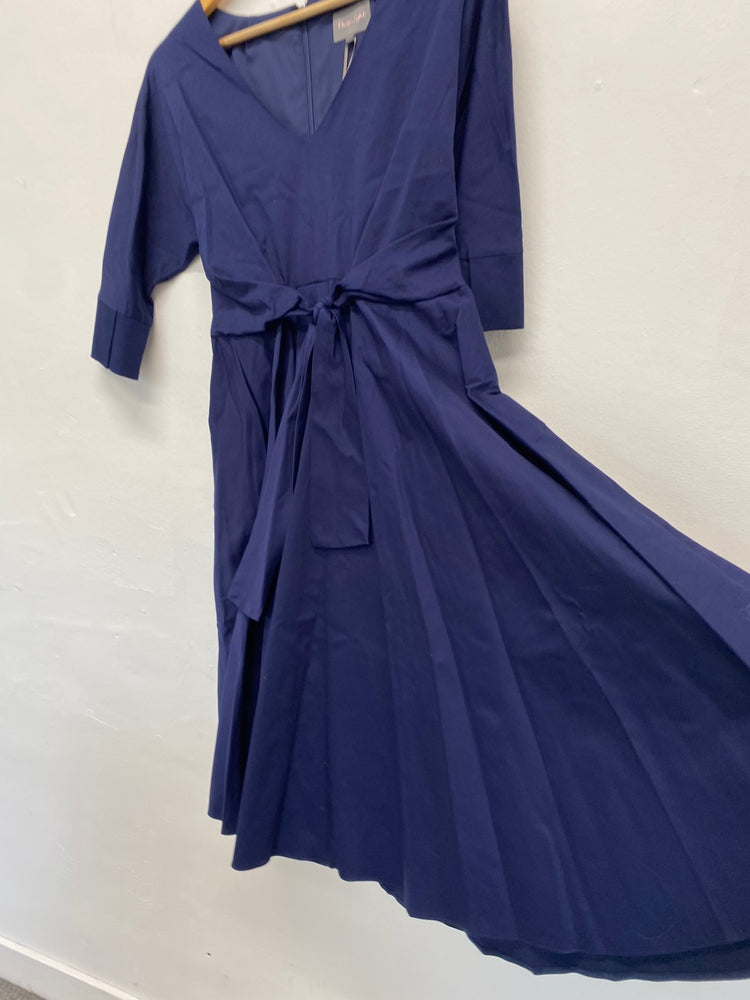 Amazing Phase Eight Taylor Tie Dress UK10 Navy blue new HL149