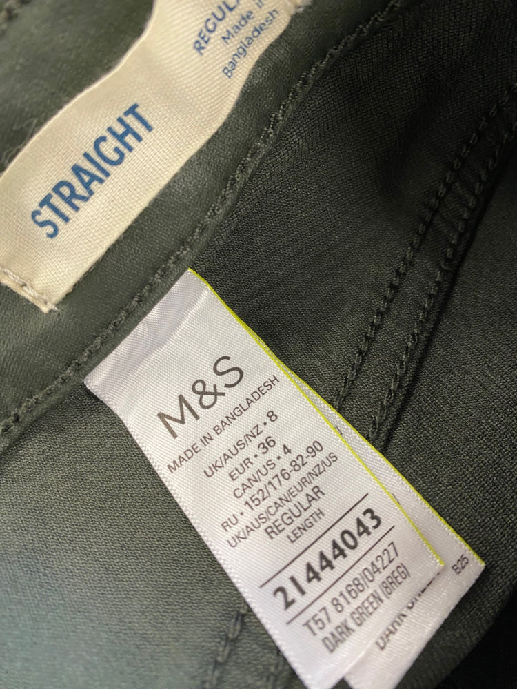 Amazing Marks & Spencers straight Jeans Uk8 Green Coated HT149