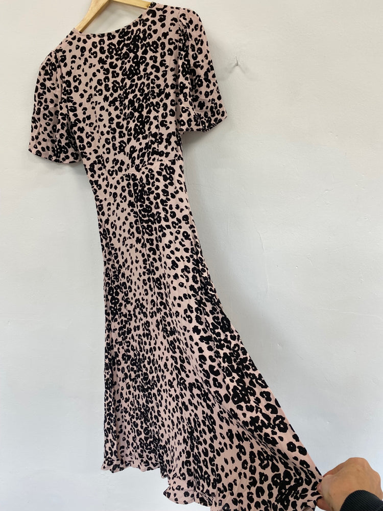 Amazing M&S rose Animal Midi Dress UK6 classic timeless HT149