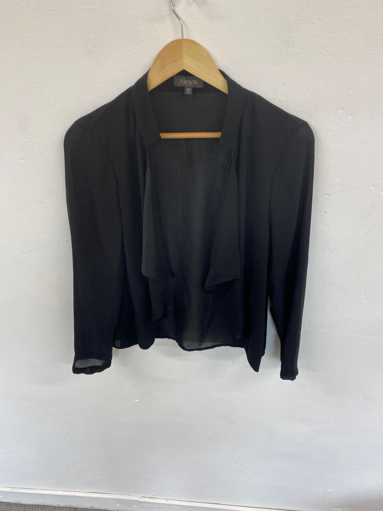 Fabulous Alexon lagenlook open front Blouse UK10 Black Occasion Party HT149