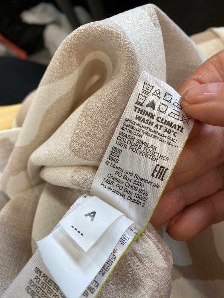 Amazing M&S Collection zebra Blouse Uk8 Beige & White linen vibes HT149