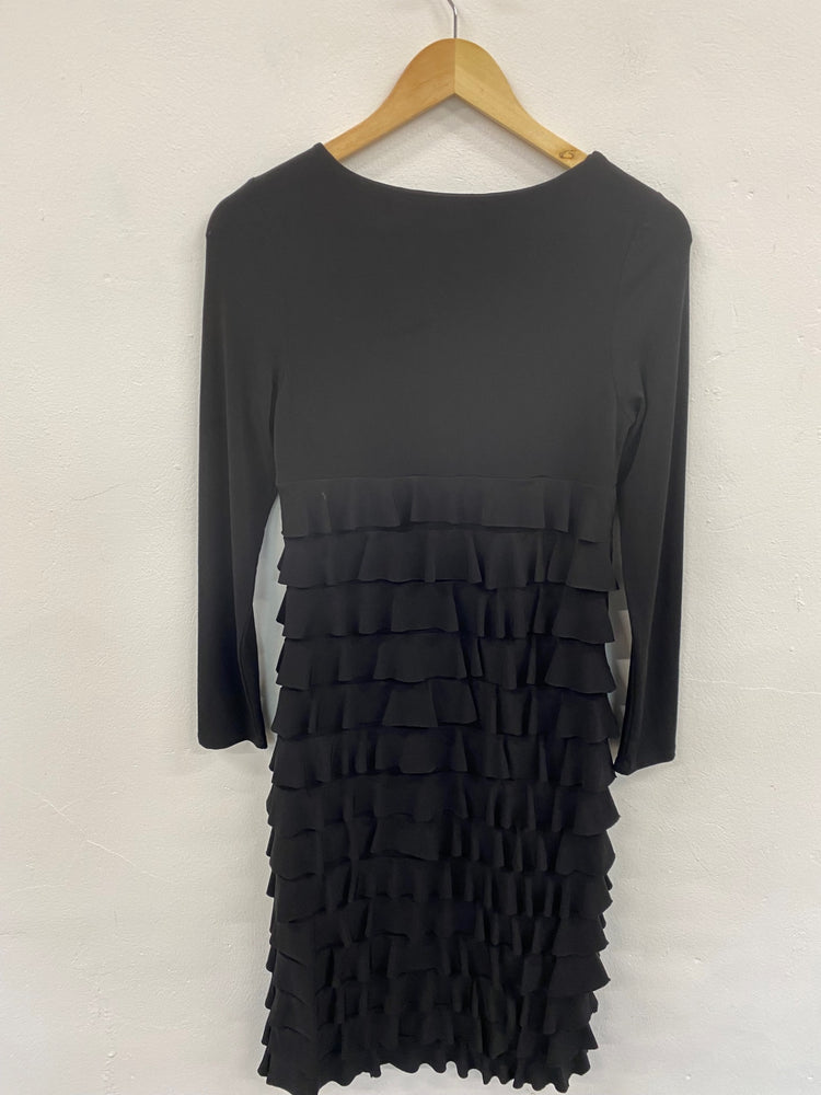 Fabulous Alexon 1920’s silhouette tiered Dress UK8 Black chic HT149