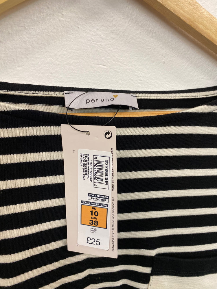 Amazing Per Una striped long sleeve t shirt Top UK10 Black & cream HT149