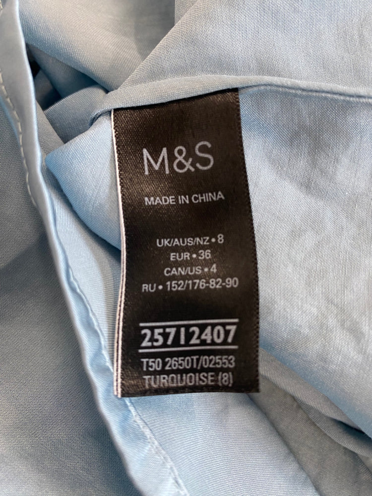 Amazing Autograph tunic gypsy Blouse UK8 Blue Slinky HT149