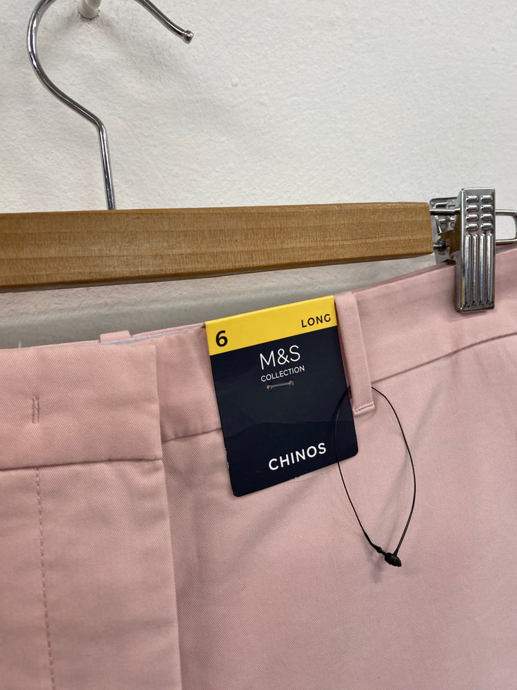 Amazing M&S Chinos ankle grazers UK6 Long Pink rose New HT149