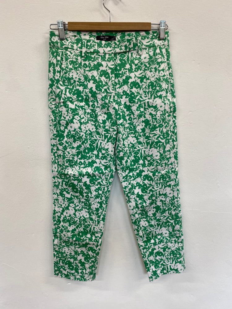 Amazing Marks & Spencers paisley floral Cropped trousers UK8 Short Green & White HL149