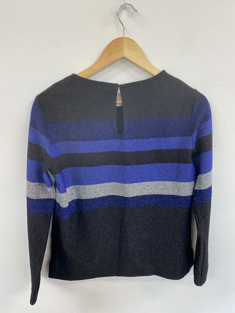 Fabulous Autograph metallic striped shimmer Sweater UK10 Black & Blue HT149