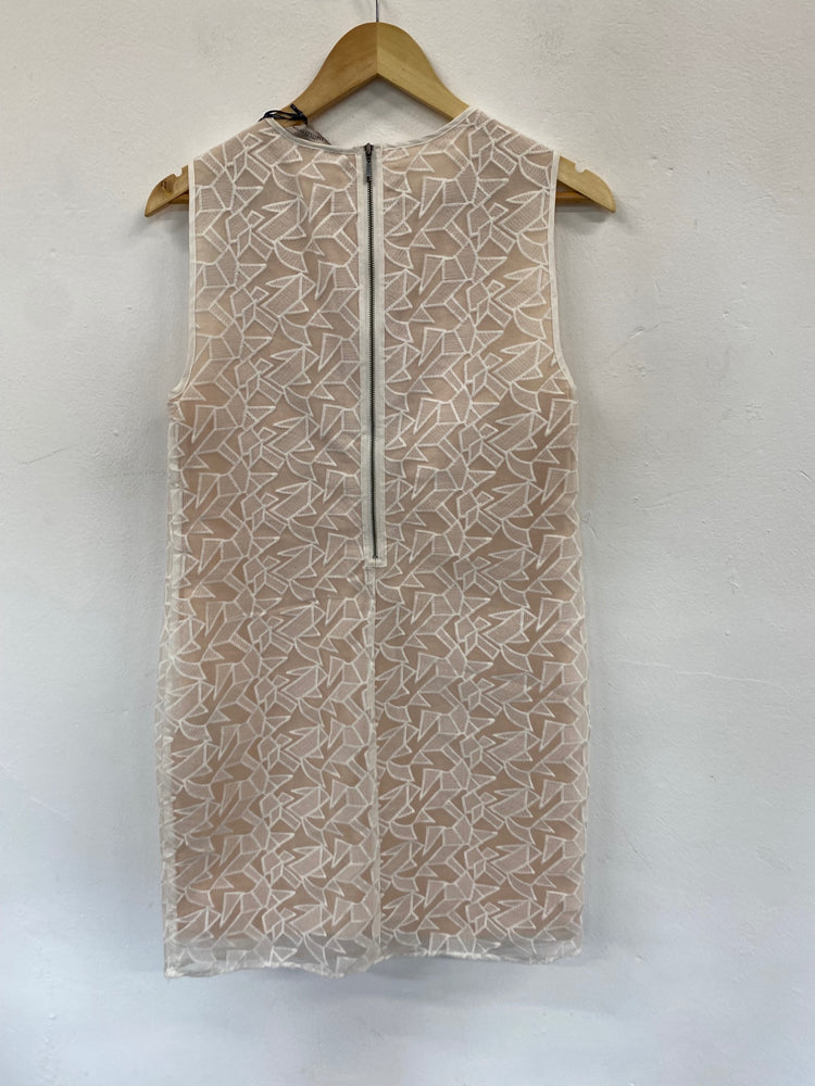 Amazing M&S Collection Occasion Party overlay Dress UK10 Beige & White New HL149