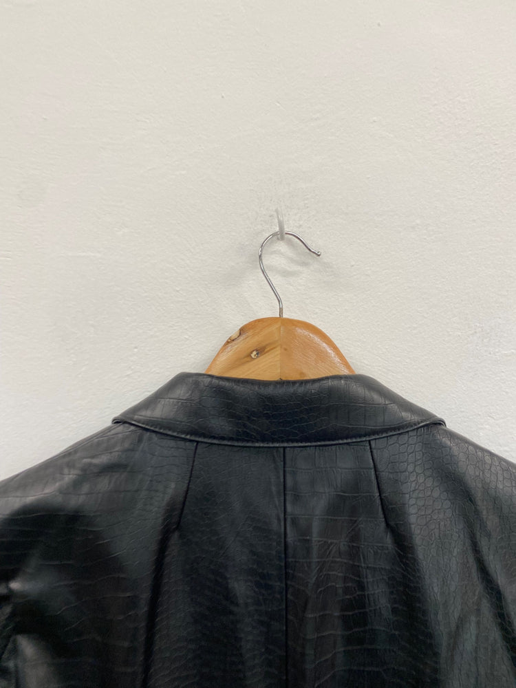 Amazing M&S Collection Blazer Uk8 Black Moc croc timeless classic HT149