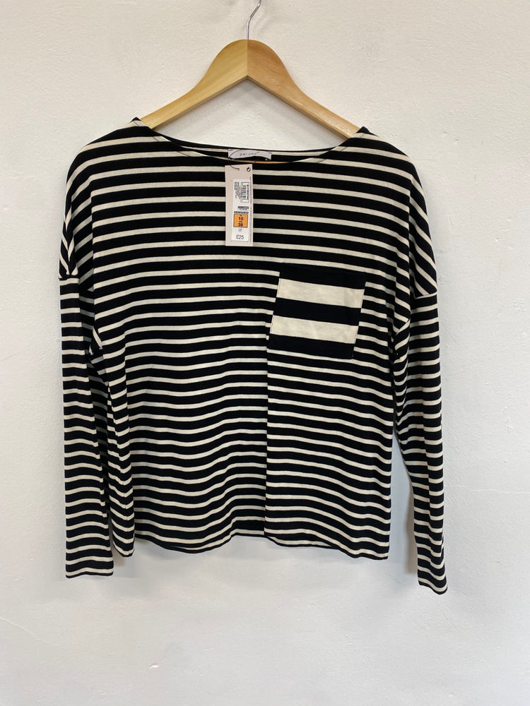 Amazing Per Una striped long sleeve t shirt Top UK10 Black & cream HT149
