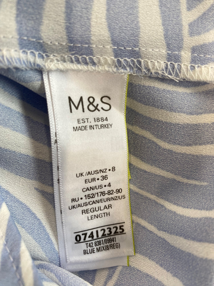 Fabulous M&S Tunic dress Uk8 Blue & white lightweight HT149