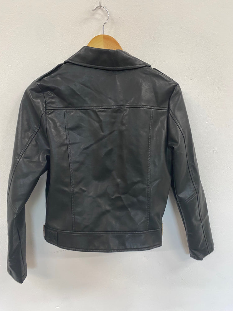 Amazing M&S Biker Jacket classic shape UK8 Black HL149