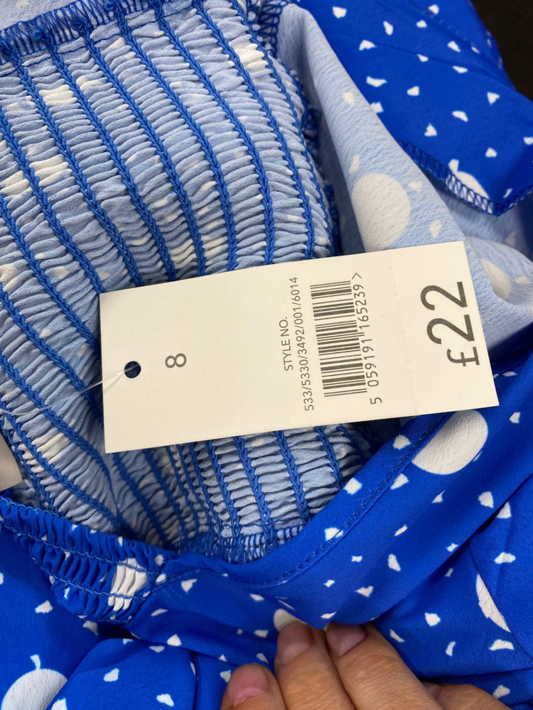 Amazing George spotty puff sleeve Jumpsuit UK8 Blue HT149