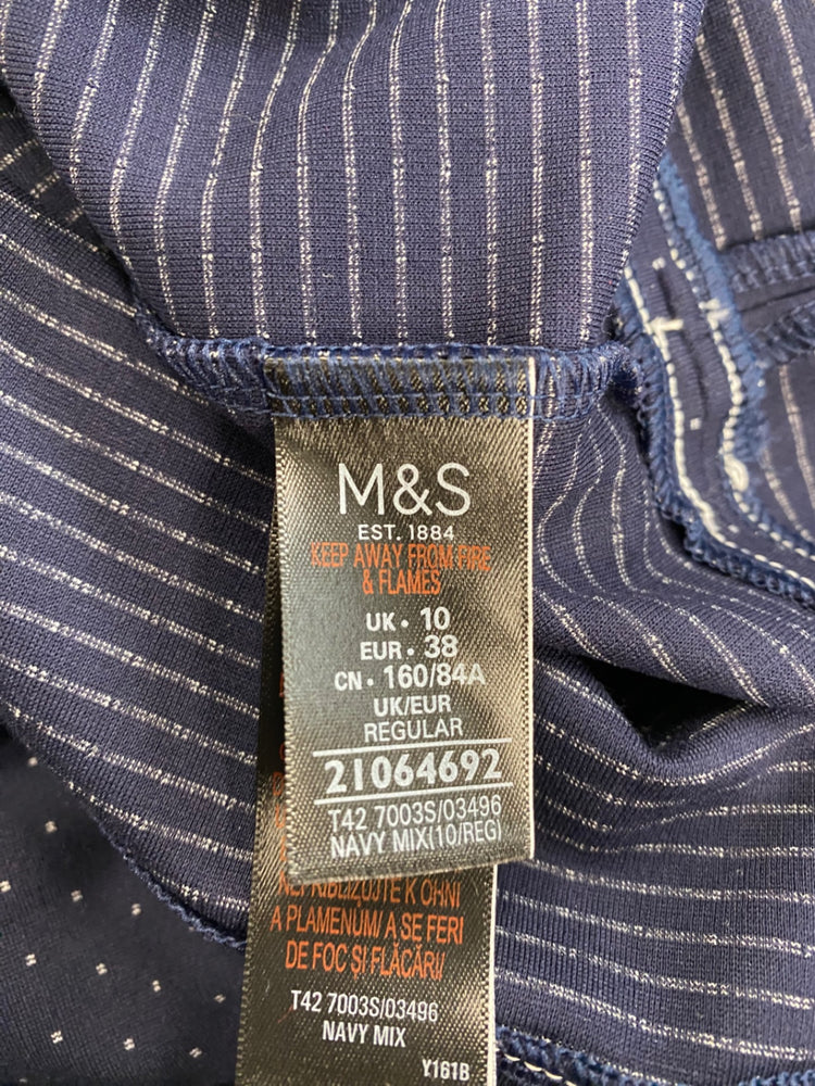 Amazing M&S Collection classic modest spot Dress UK10 Navy HT149