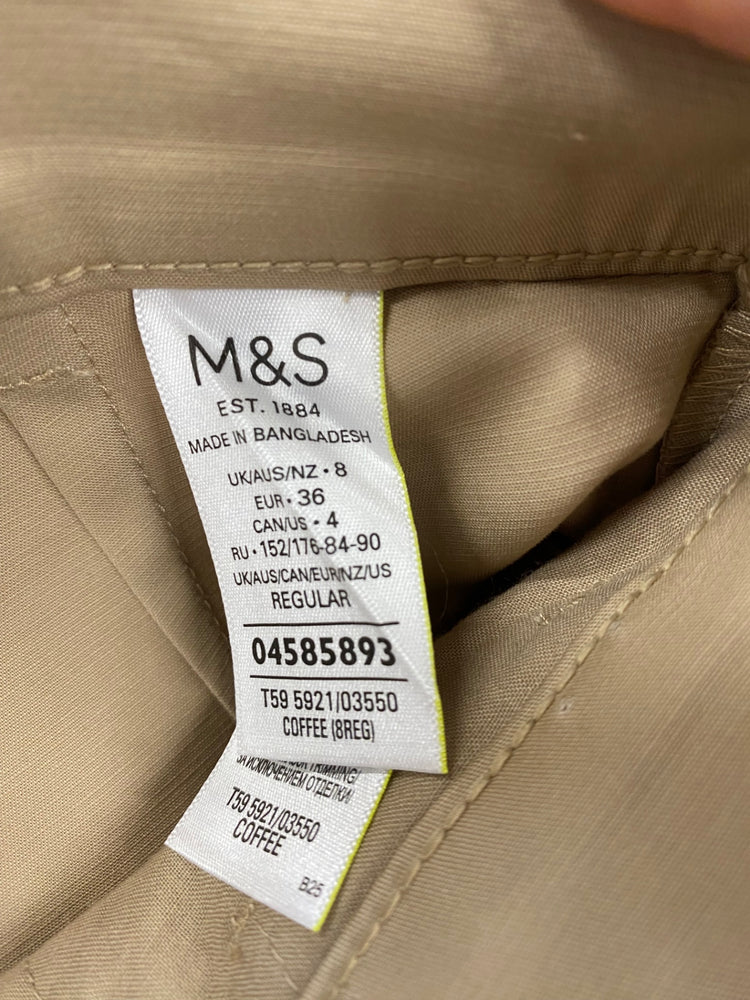 Amazing Marks & Spencers cropped peg Trousers Uk8 coffee classic HT149