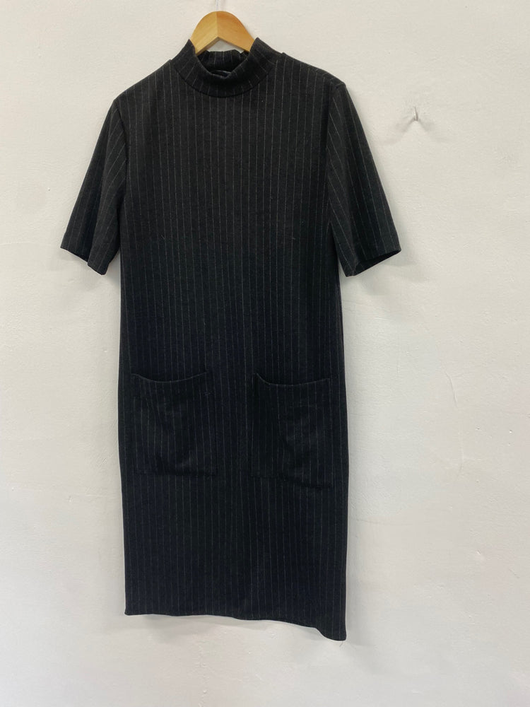 Amazing M&S Collection Pinstripe formal office Dress UK8 Grey preppy HT149