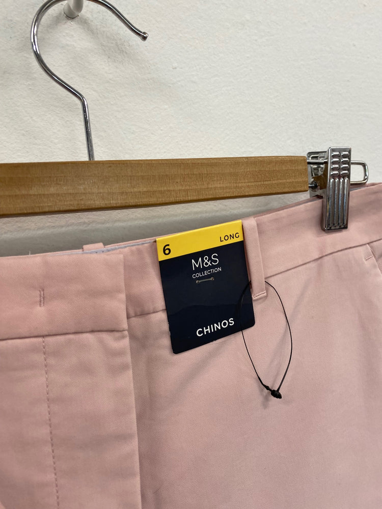 Amazing M&S Chinos ankle grazers UK6 Long Pink rose New HT149
