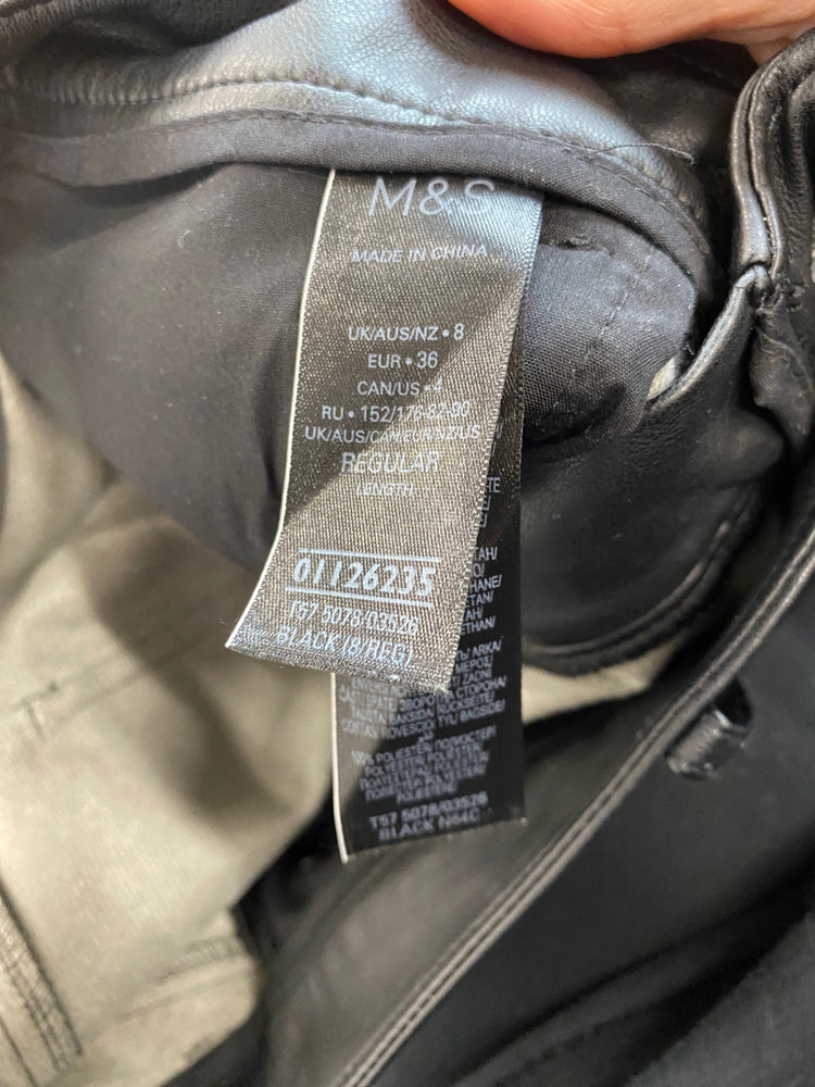 Fabulous M&S faux leather slim leg Trousers UK8 Black HT149