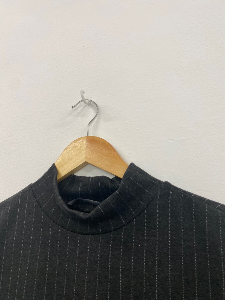 Amazing M&S Collection Pinstripe formal office Dress UK8 Grey preppy HT149