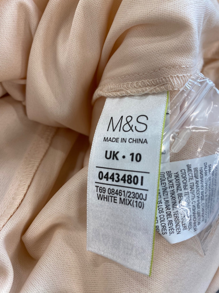 Amazing M&S Collection Occasion Party overlay Dress UK10 Beige & White New HL149