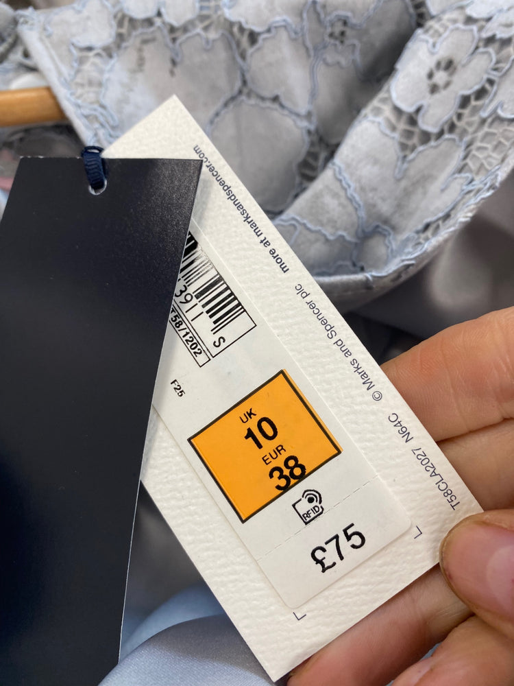 Amazing Marks & Spencers longline Weddings Occasion Formal Coat UK10 Grey blue HT149