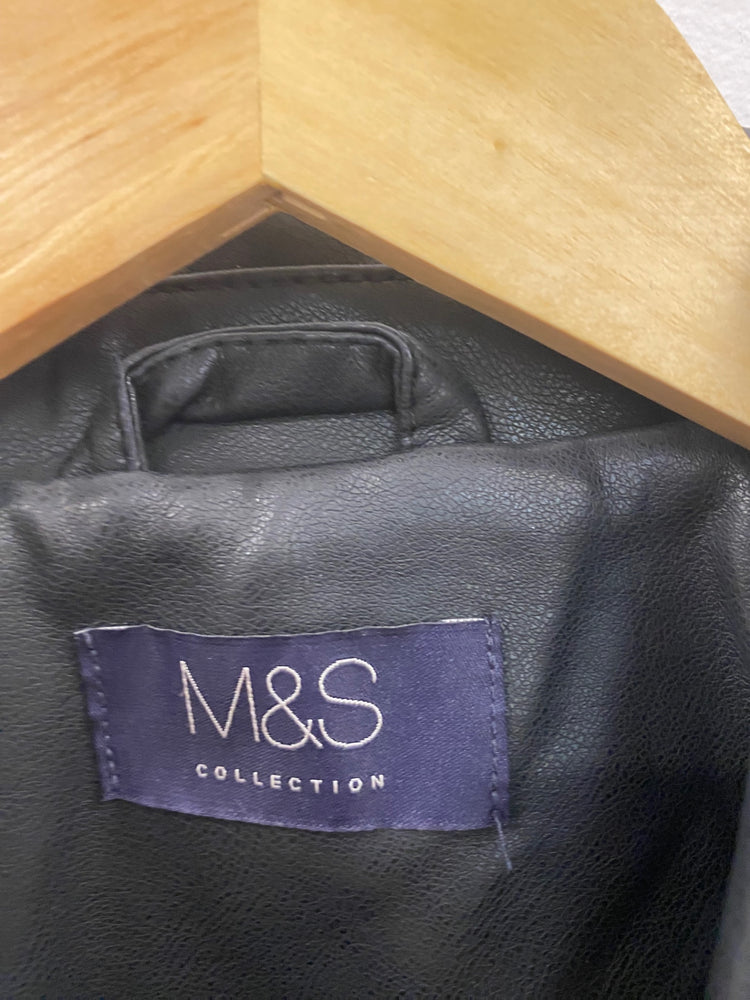 Amazing M&S Biker Jacket classic shape UK8 Black HL149