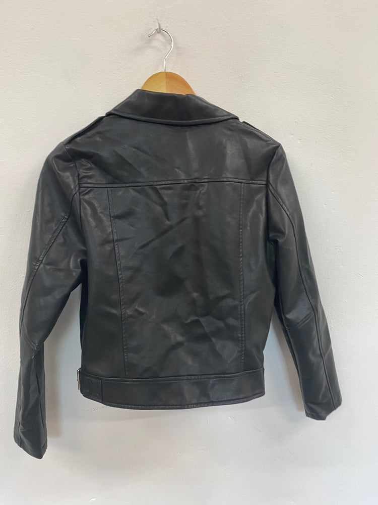Amazing M&S Biker Jacket classic shape UK8 Black HL149