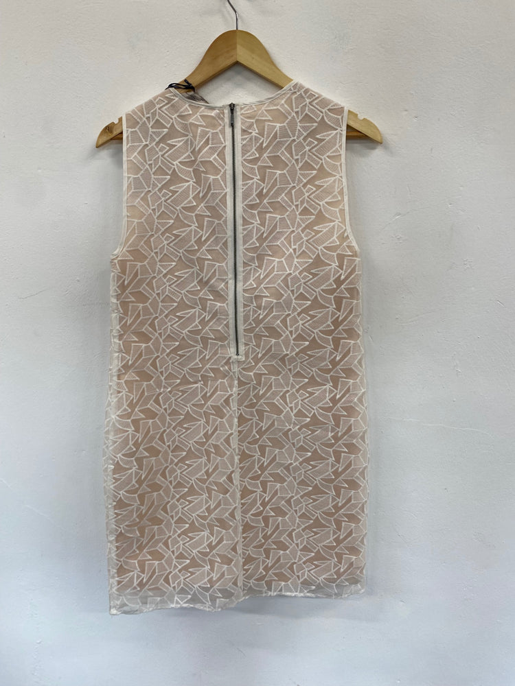 Amazing M&S Collection Occasion Party overlay Dress UK10 Beige & White New HL149