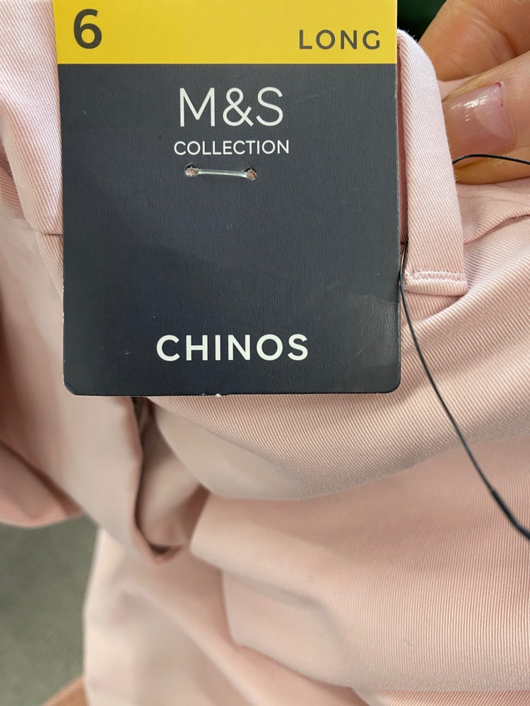 Amazing M&S Chinos ankle grazers UK6 Long Pink rose New HT149