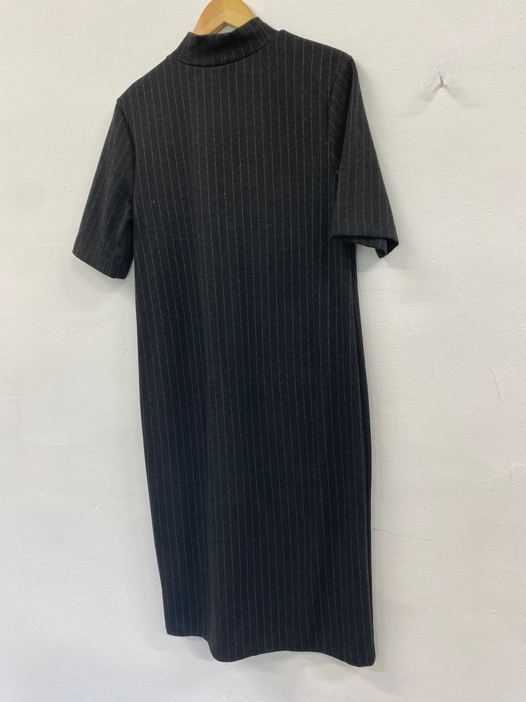 Amazing M&S Collection Pinstripe formal office Dress UK8 Grey preppy HT149