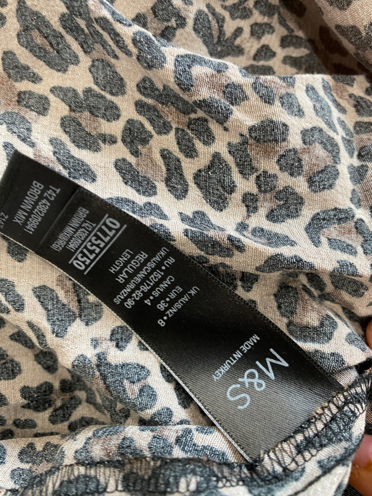 Fabulous M&S Tea Dress leopard print UK8 lightweight Midaxi HT149