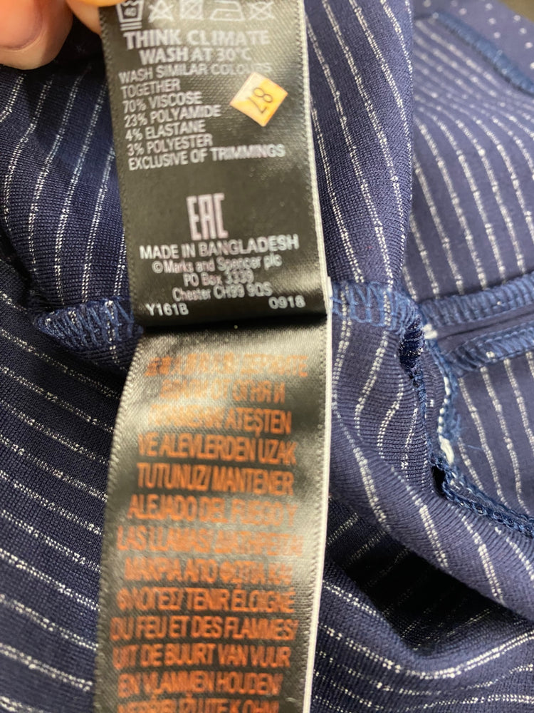 Amazing M&S Collection classic modest spot Dress UK10 Navy HT149