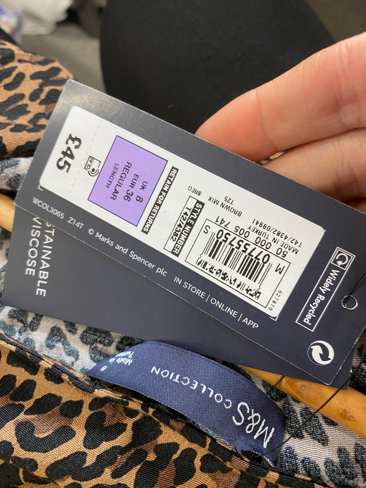 Fabulous M&S Tea Dress leopard print UK8 lightweight Midaxi HT149