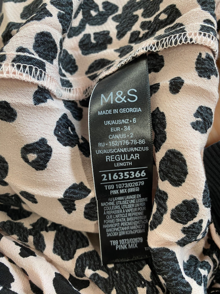 Amazing M&S rose Animal Midi Dress UK6 classic timeless HT149