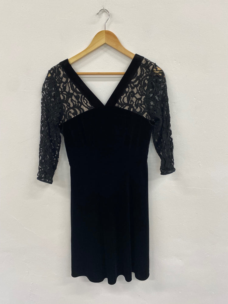 Amazing M&S Collection velvet evening Dress UK10 Black Skater HT149