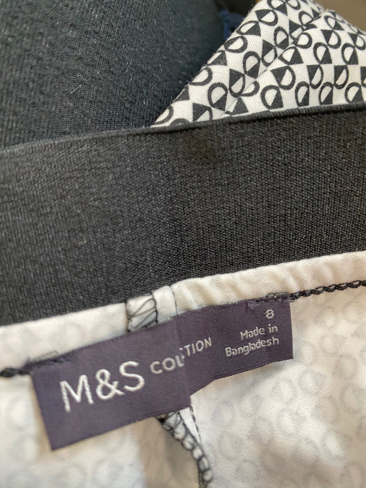 Amazing Marks and Spencer peg Trousers UK8 Black & White Monochrome HT149